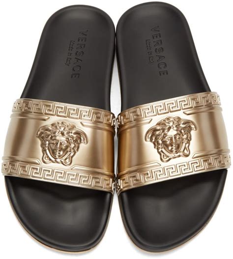 black and gold versace slides|versace slip on slides.